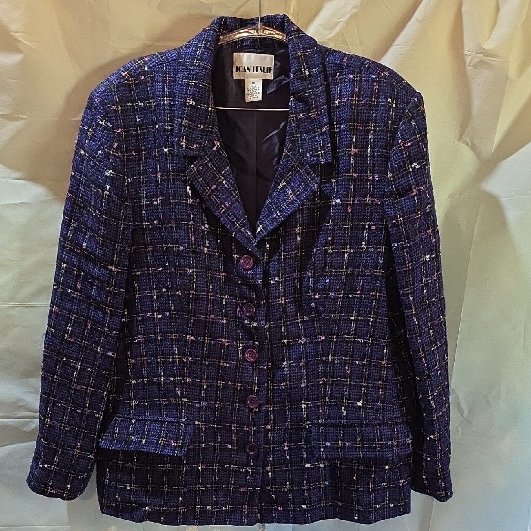 Jan Leslie Navy Plaid Blazer 5d